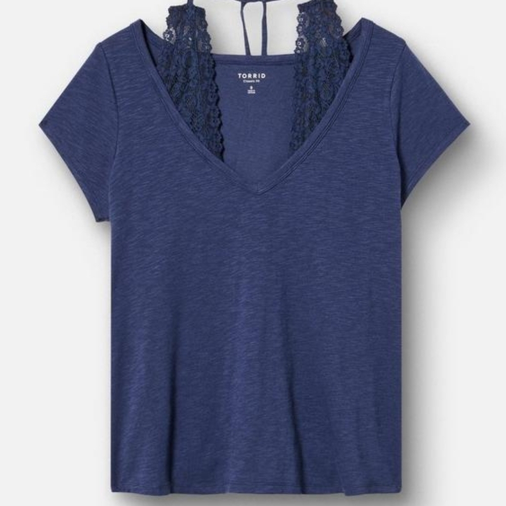 Torrid Navy Short Sleeve Tee - Picture 4 of 6